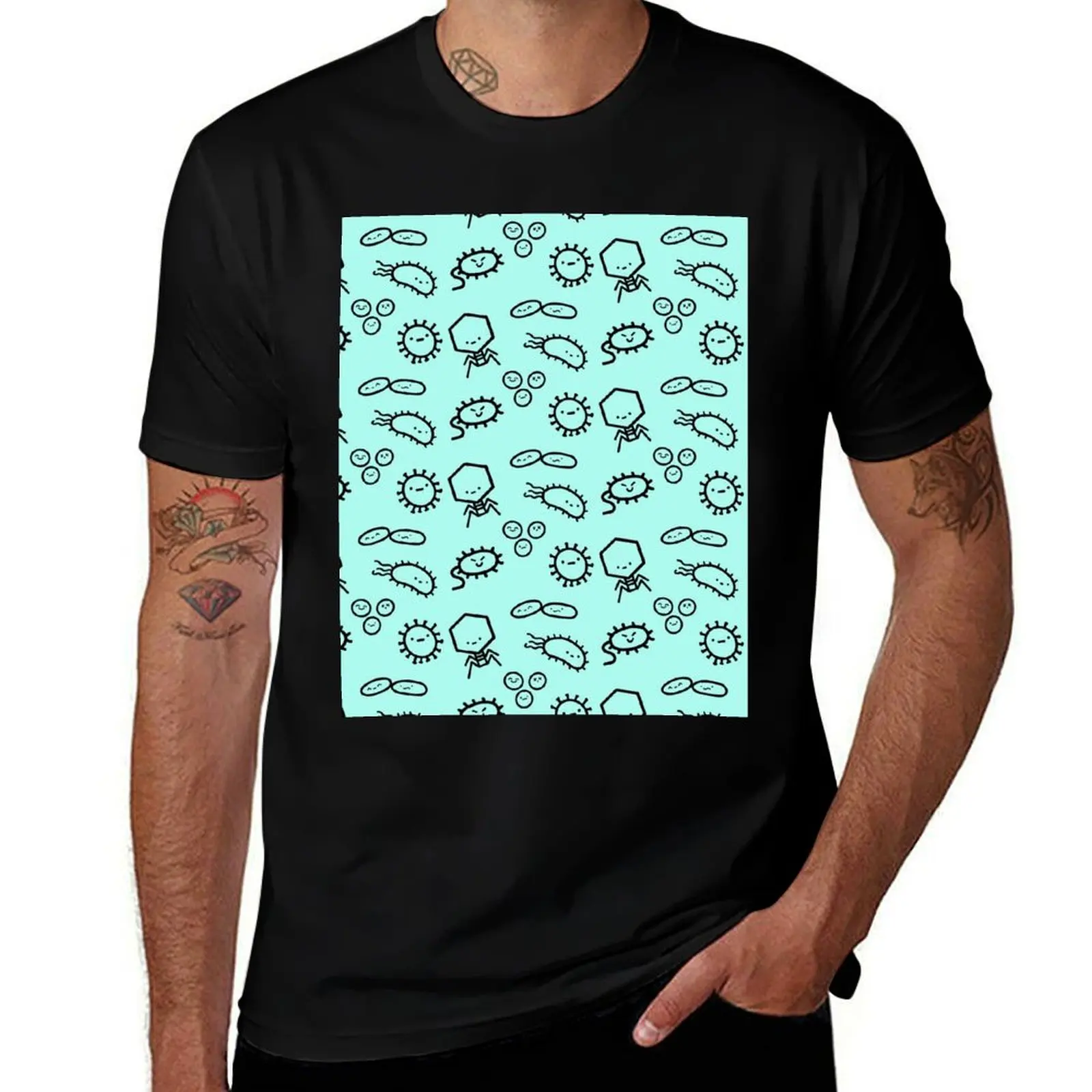 Kawaii Microbes, bacteria and viruses T-Shirt Work Wear Simple Tee Shirt T-Shirt