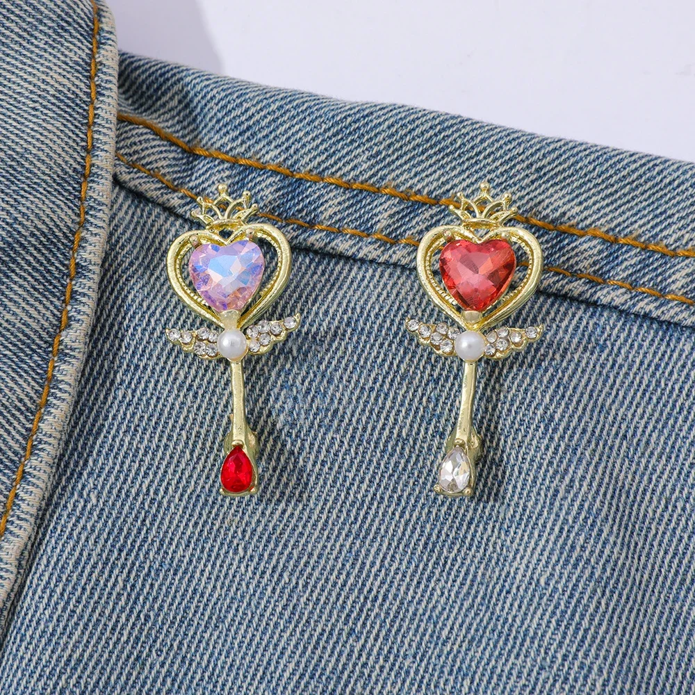 

2 Pcs Anime Character Brooch Creative Magic Wand Enamel Pin Metal Badge Jewelry Backpack Clothing Accessories Festive Gifts