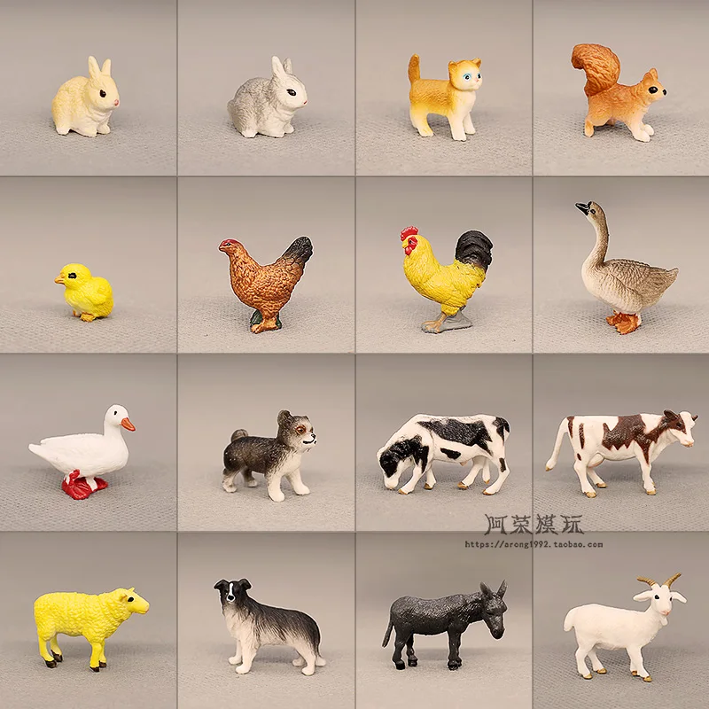 Desktop in miniatura micro paesaggio modelli di animali da fattoria pollo anatra pecora cani mucche conigli action figure per accessori ornamentali