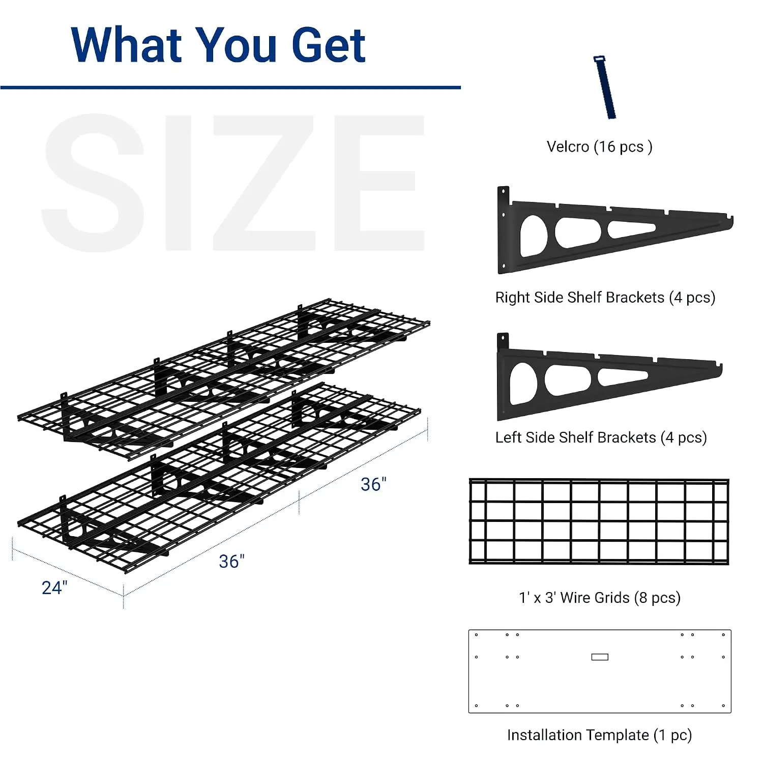 2x6ft Garage Shelving with Hooks 1400lbs Load 24