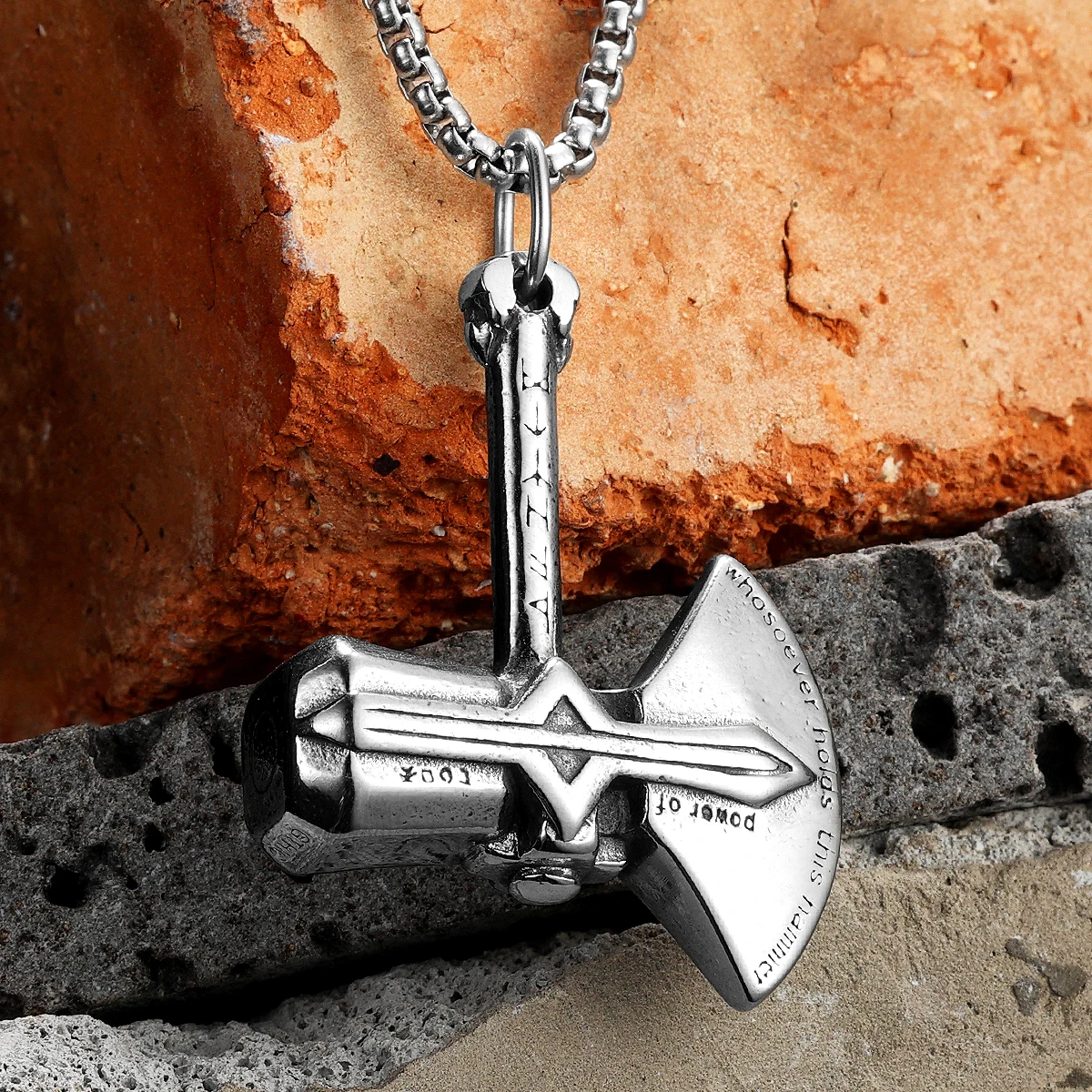 Powerful Axe Stainless Steel Unique Jewelry Men Necklaces With Pendant For Male Women Punk Hip Hop Accessories Gifts Wholesale