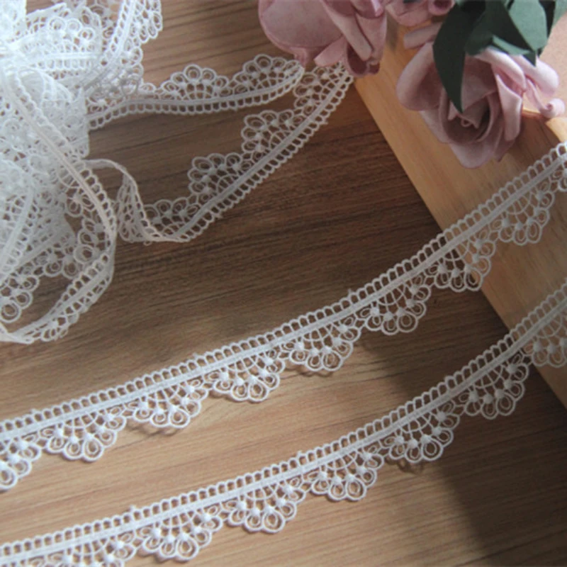 High Quality Embroidered Net Lace Fabric, Off White Trim Ribbons, DIY Sewing, Handmade Craft Materials, 2cm Wide, 3 Yards