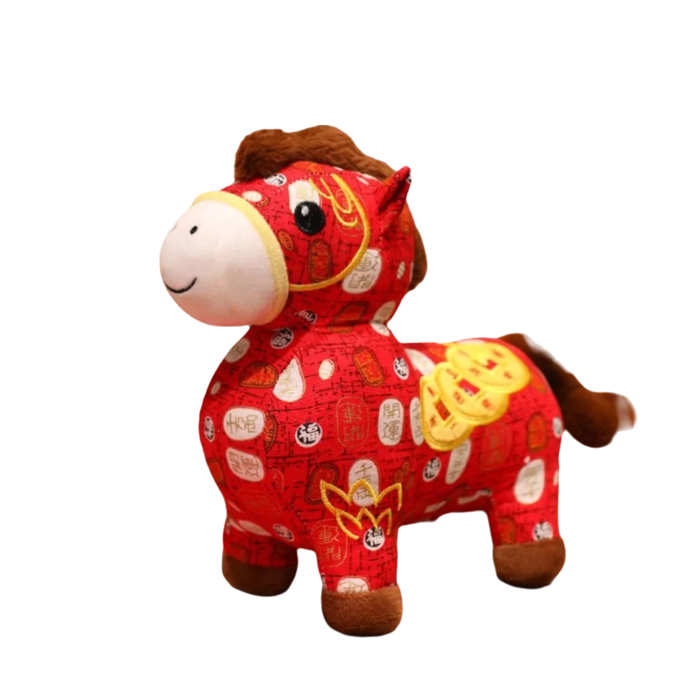 

Традиционный мультяшный лошадь, мягкие игрушки, счастливый 18/28 см, китайский конь зодиака, милый талисман с вышивкой, весенний фестиваль