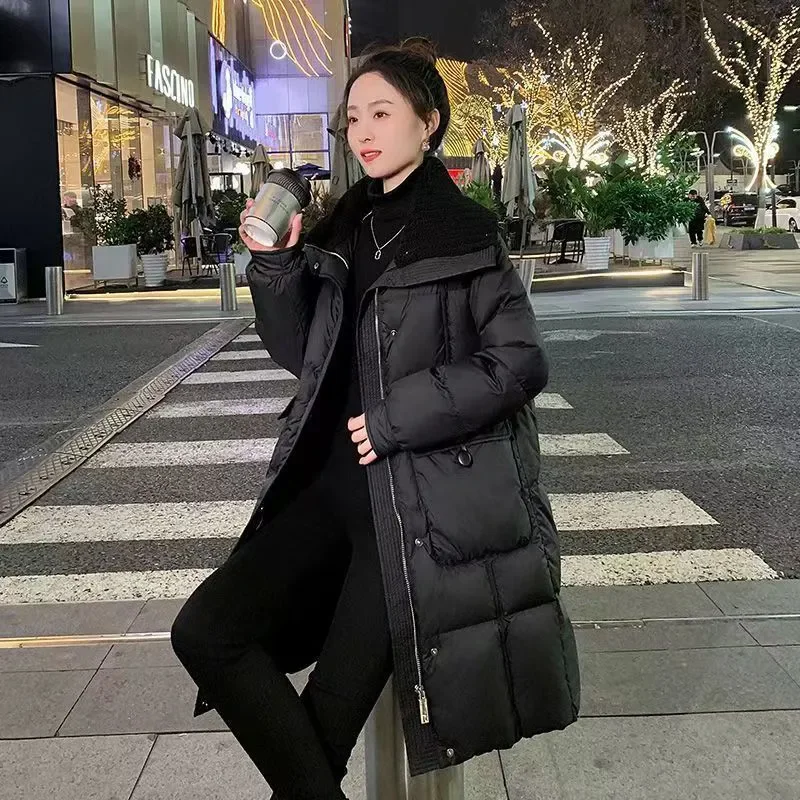 

LambWool Large Lapel Down Cotton-Padded Jacket Women Overcoat Winter New Mid-Length Thick Warm Parka Loose Slimming Cotton Coat
