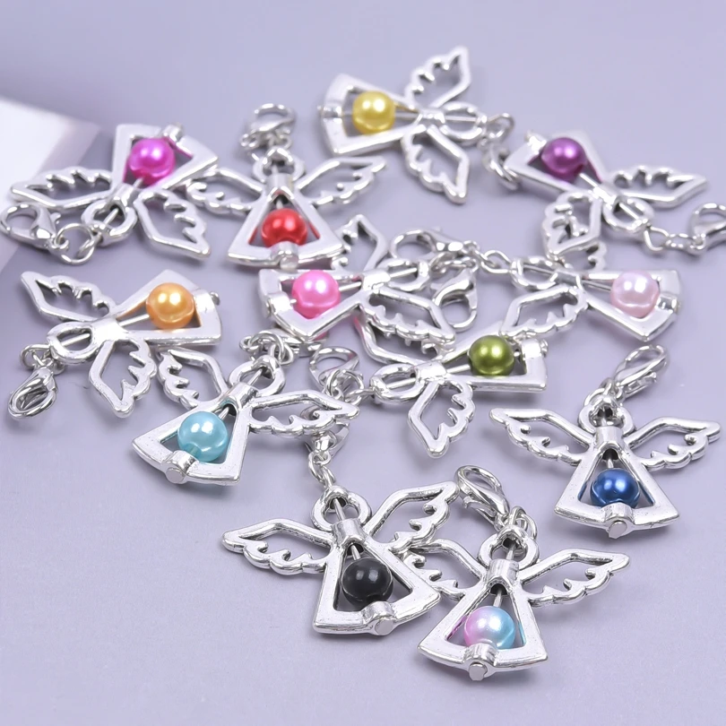 12pcs/lot Mix Vintage Silver Color Angel Wings Charm Pendant Accessories Charms DIY Handmade Pendant For Jewelry Making Supplies