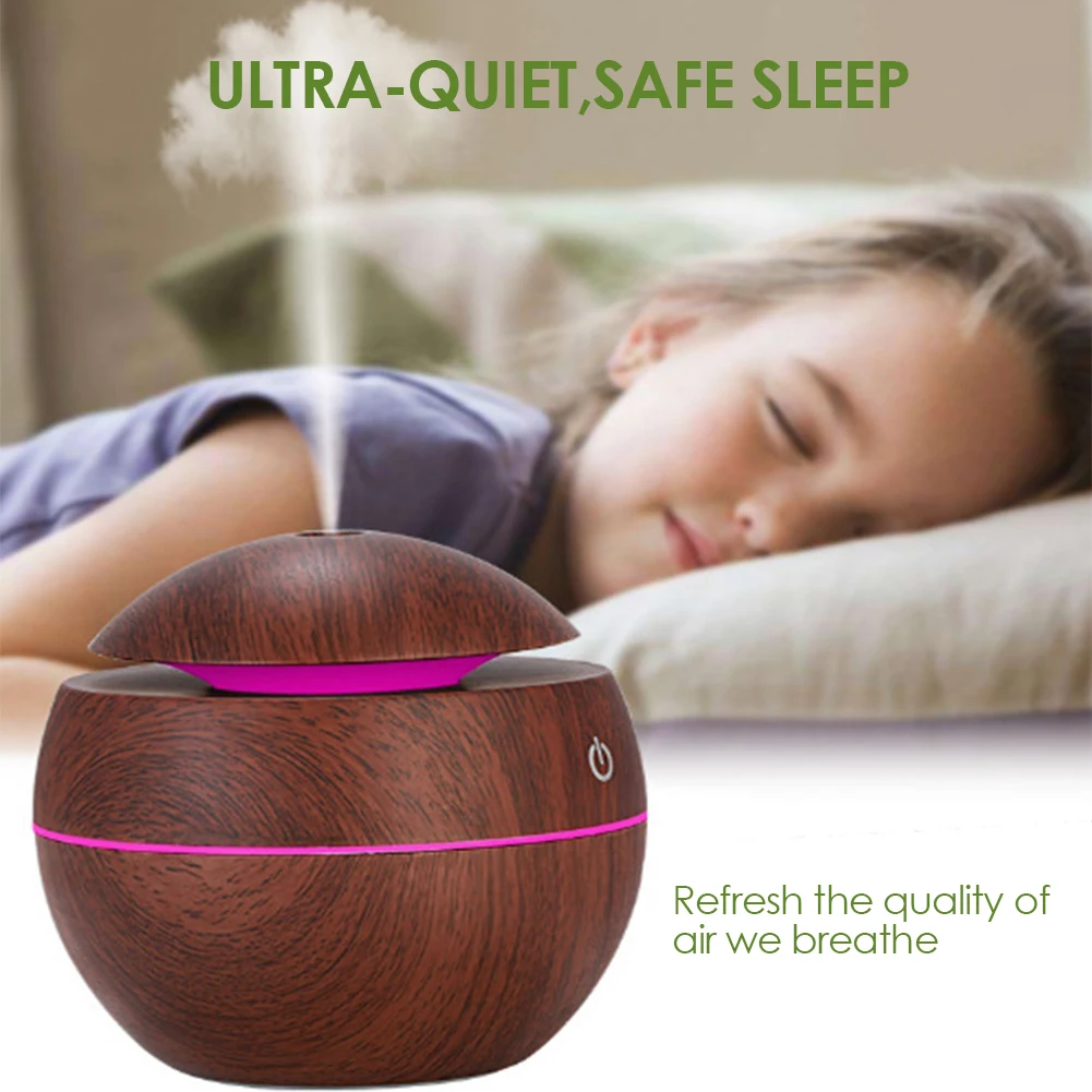 

Portable Air Humidifier Ultrasonic USB Aroma Diffuser Wood Grain LED Night Light Electric Essential Oil Diffuser Aromatherapy