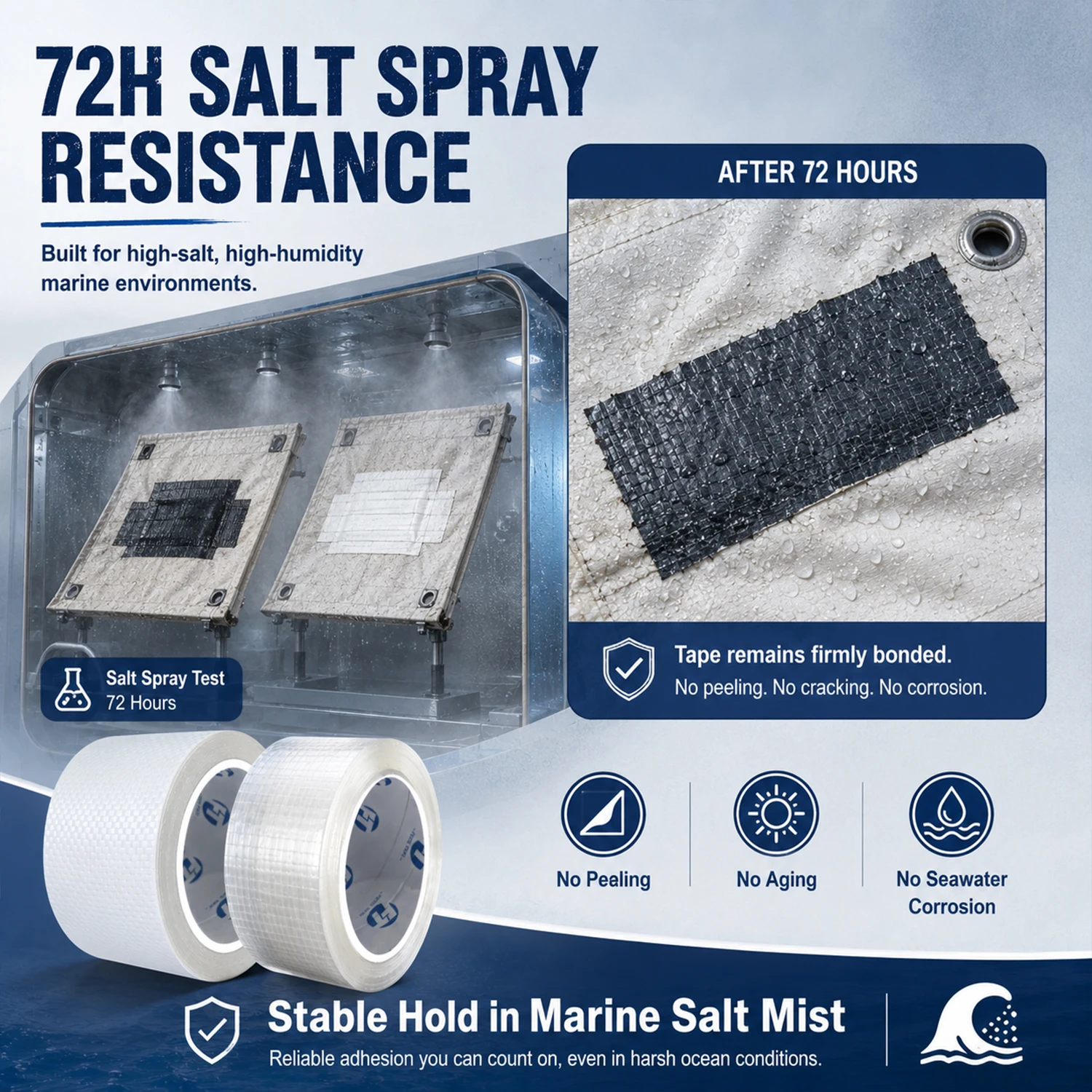 Reparaturband aus Segeltuch in Marinequalität, superstark klebend, wasserdicht, UV-beständig, für Bootssegel, Abdeckungen, robuste Reparatur von Rissen – Detail 3