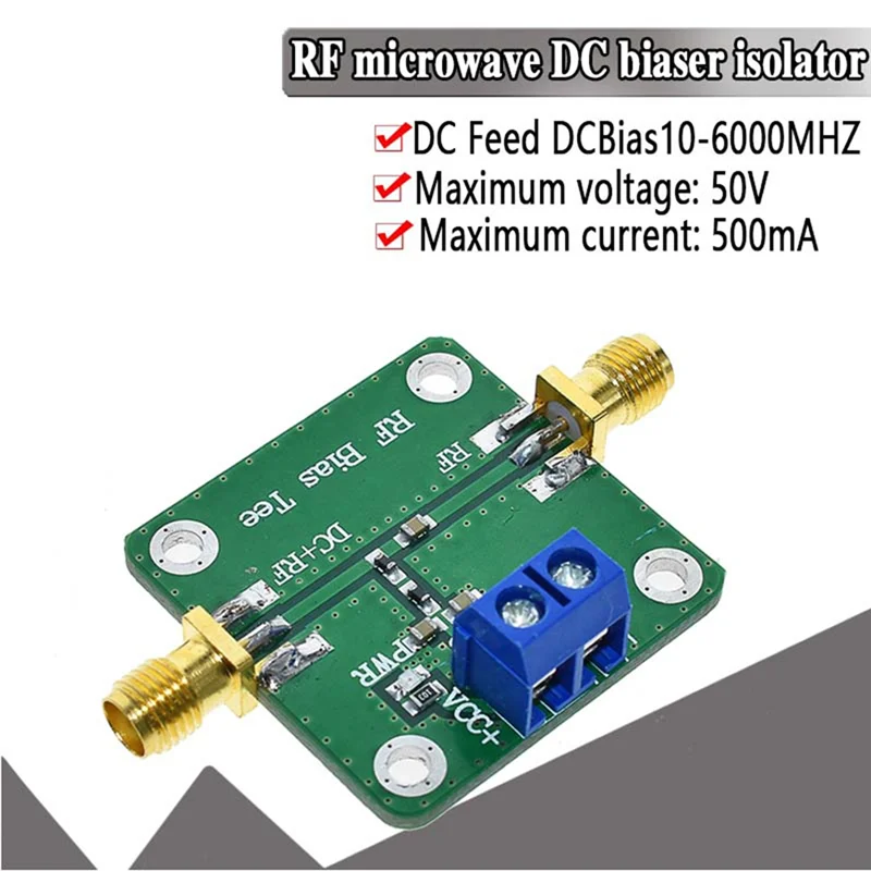 Stylish-Bias Tee Broadband 10-6000Mhz RF Microwave DC Bias DC Blocker For HAM Radio RTL SDR LNA Low Noise Ham Radio Amplifier