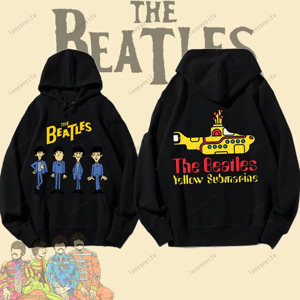 

The Beatles Black Rock Band Hoodie Winter Autumn Fashion Y2k Streetwear Sportswear Sports Keep Warm Men's Pullover