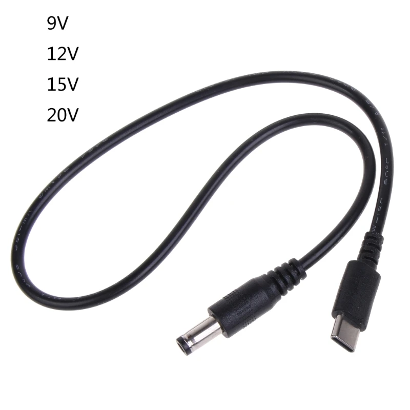 UsbC Male to DC5.5x2.1mm 9V 12V 15V 20V Devices Charging Cable Power Cord 40CM Dropship