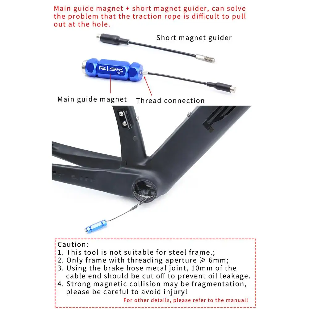 Herramienta de enrutamiento de Cable interno de bicicleta con imán, guía de Cable interior para cambio de marco de bicicleta, Cable hidráulico