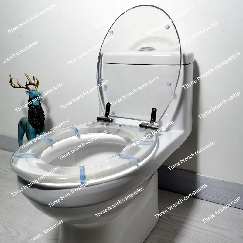 Toilet Seat Ring LED Light Transparent Cover Stainless Steel Buffer Quick Release Hinge OUV