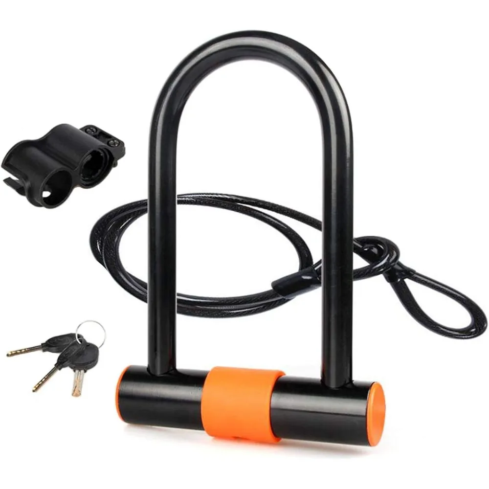 

Велосипедный U-образный замок с кабелем Сверхмощный велосипедный замок U-образный замок, дужка 14 мм и кабель длиной 3,77 фута с монтажным кронштейном для велосипеда