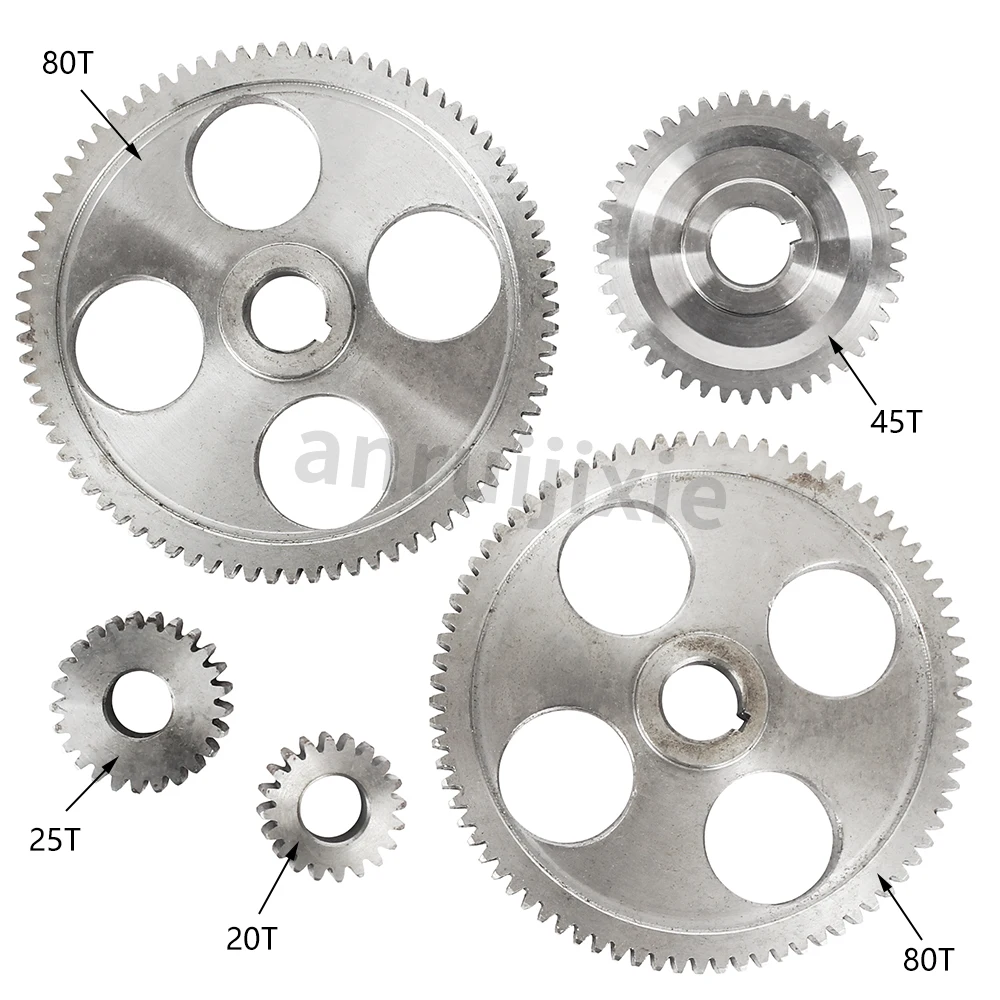 5pcs  Metric&Imperial Feed Gear Kit SIEG C2&C3&SC2&JET BD-6&BD-7&BD-X7&CX704&G8688&&G0765&Compact 9 Mini Lathe Metal Gear Set