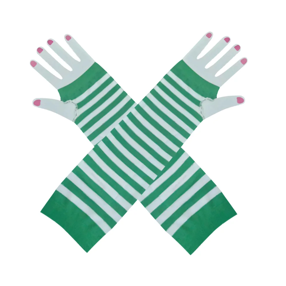 

St.Patrick's Day Long Gloves Green Striped Long Gloves Long Gloves Sleeve Party Striped Long Gloves