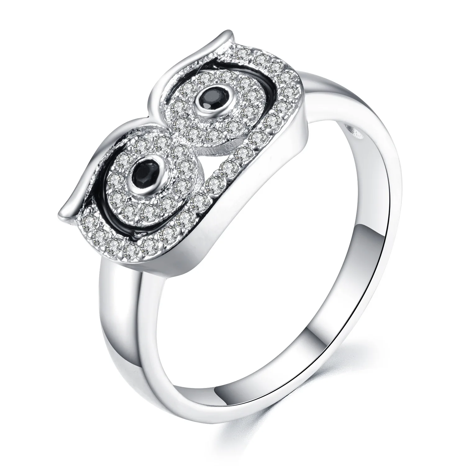 Hot sale new cute creative owl ring, retro Thai s925 silver diamond micro-set ring