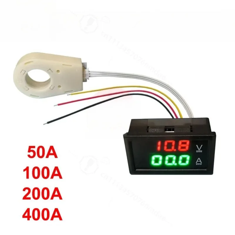 Hall Ammeter Voltmeter 50A 100A 200A Battery Monitor Current Voltage Meter Positive Negative Bidirectional Current Measurement