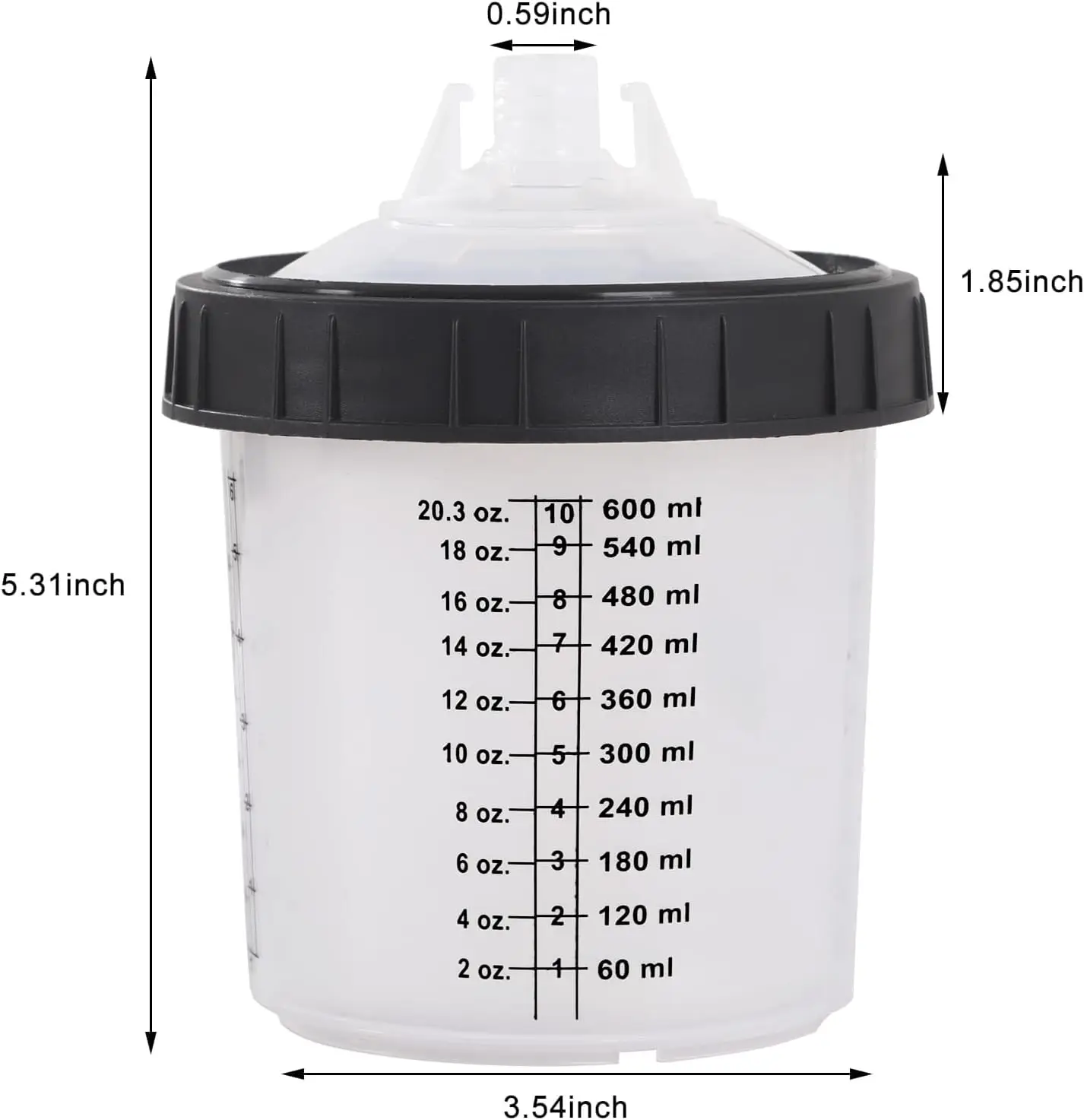 

50 Pcs/Set: Spray Gun Paint Mixing Cup, H/O Quick Mixing Cup, 600ml Spray Gun Reservoir, Disposable Paint Cup With Connector