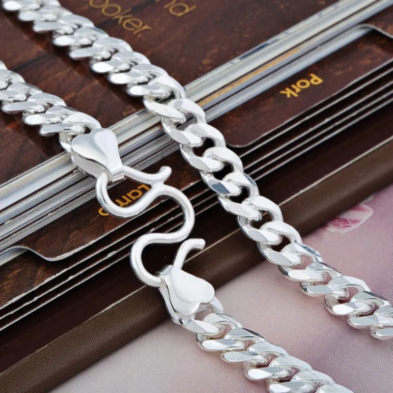 BOCAI S999 Sterling Silver Necklace for Women Men New Fashion Domineering Thick Horsewhip-chain Argentum Jewelry Wholesale