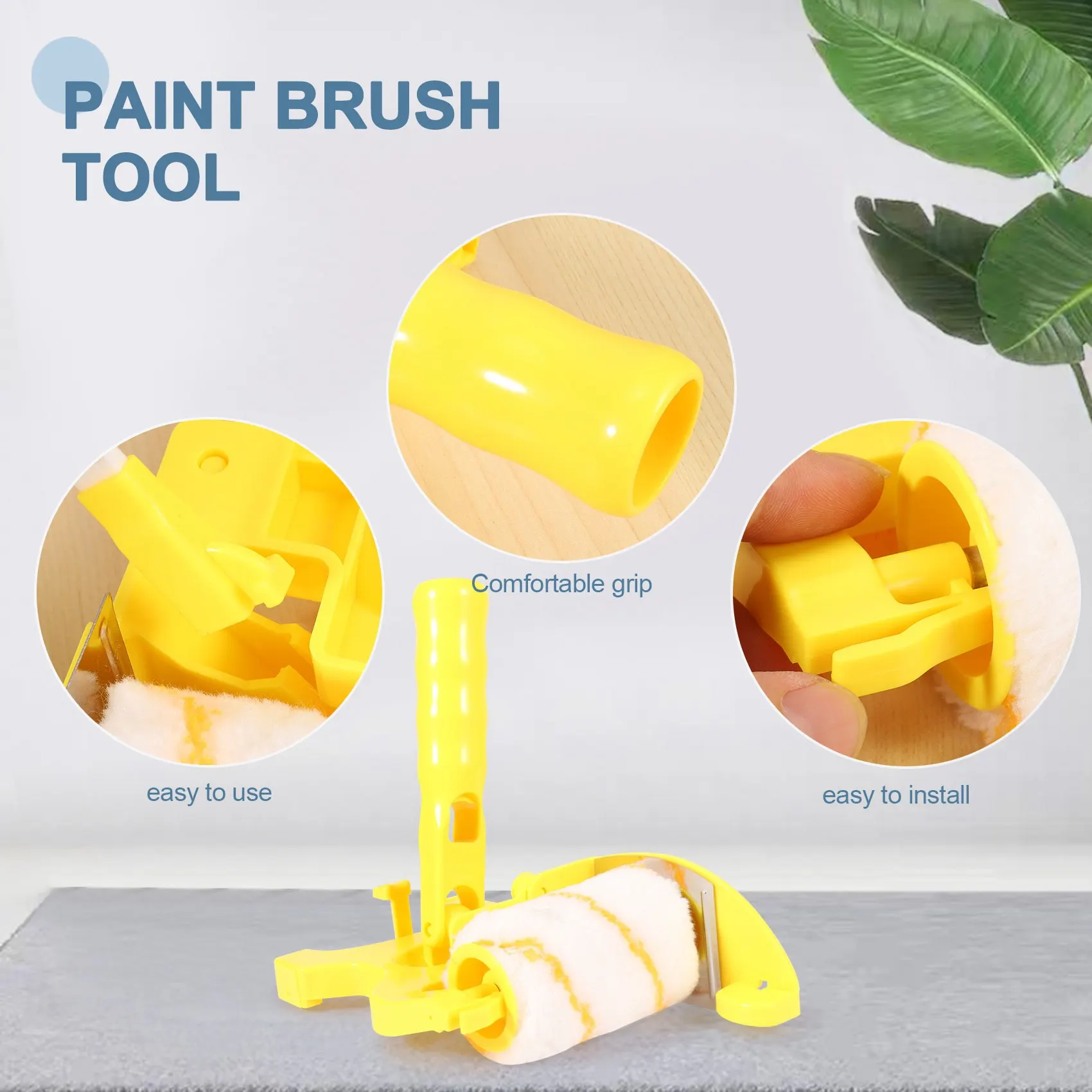 B62B-Paint Edger Roller Brush Paint Edger Combo Kit, Clean-Cut Paint Edger Roller Brush, Paint Brushes Safe Tool