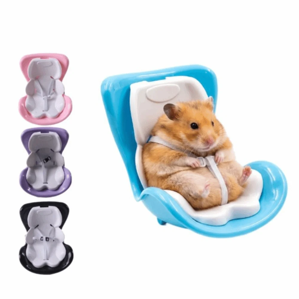 Air Vent Clip Mini PET Car Seat Raised Side Walls Seat Strap Safety Hamster Car Seat Compact Curved Backrest