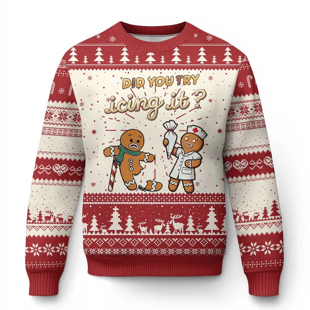 

Xmas Ugly Christmas Sweater Funny Gingerbread Pattern Sweatshirts Pullover Boys Women Jumper Sweaters Sweatshirts Tops