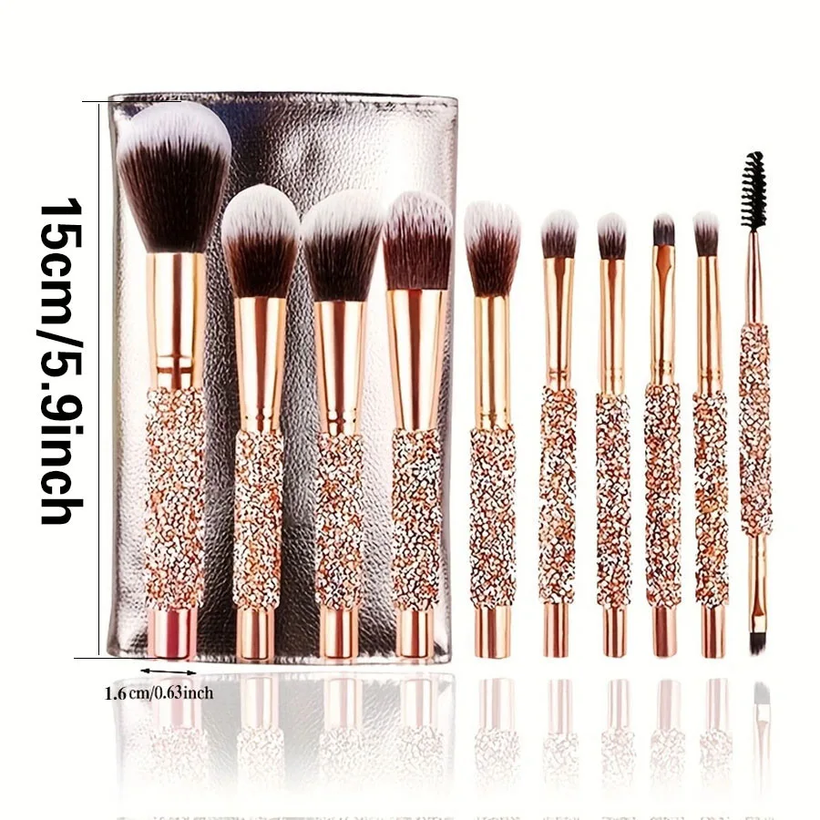 13pcs/set High-end Women GoldWrappedDiamond Handmade Customized Beginner Makeup Brushes Powder Puff Black Friday 4thof July Gife