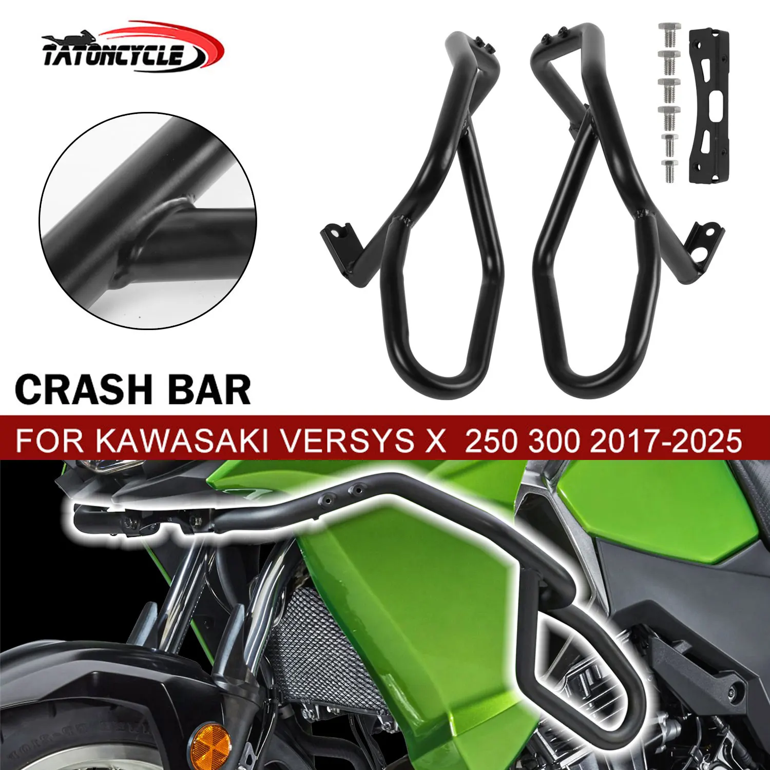 

For Kawasaki Versys-X 300 2017-2025 Crash Bar Front Anti-collision Frame Bumper Side Fairing Protection Motorcycle Accessories