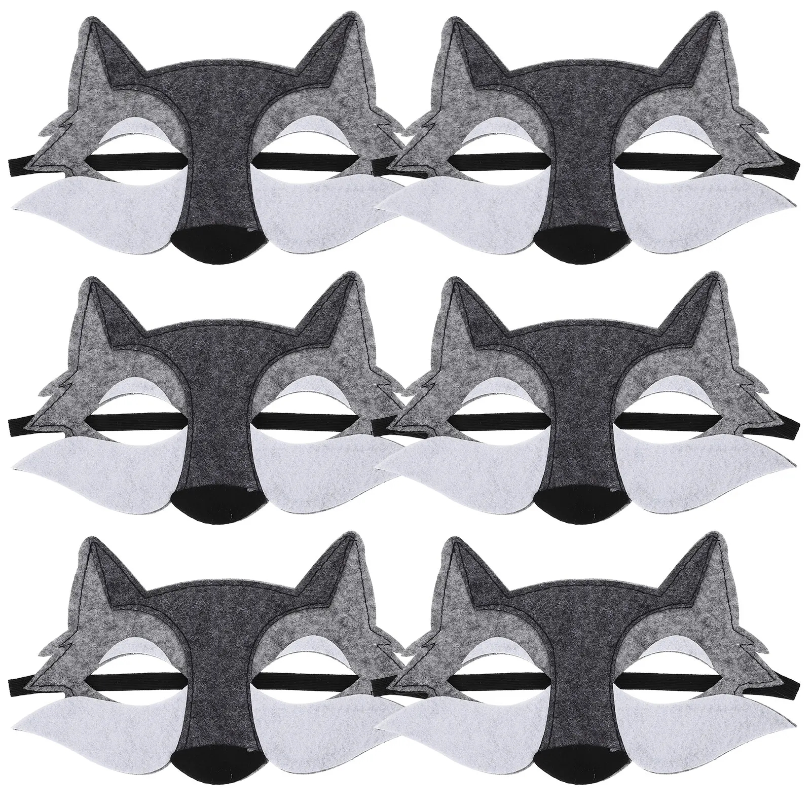 

6pcs Werewolf Halloween Half Face Felt Animal Wolf Birthday Party Supplies Prop Masks Costume Accessories Wolf Decorations