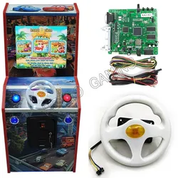 DIY Arcade Cabinet Children 31 in 1 Game Machine Kit Part With Fire Car Racing Game Board Flashing Steering Wheel Wiring Harness