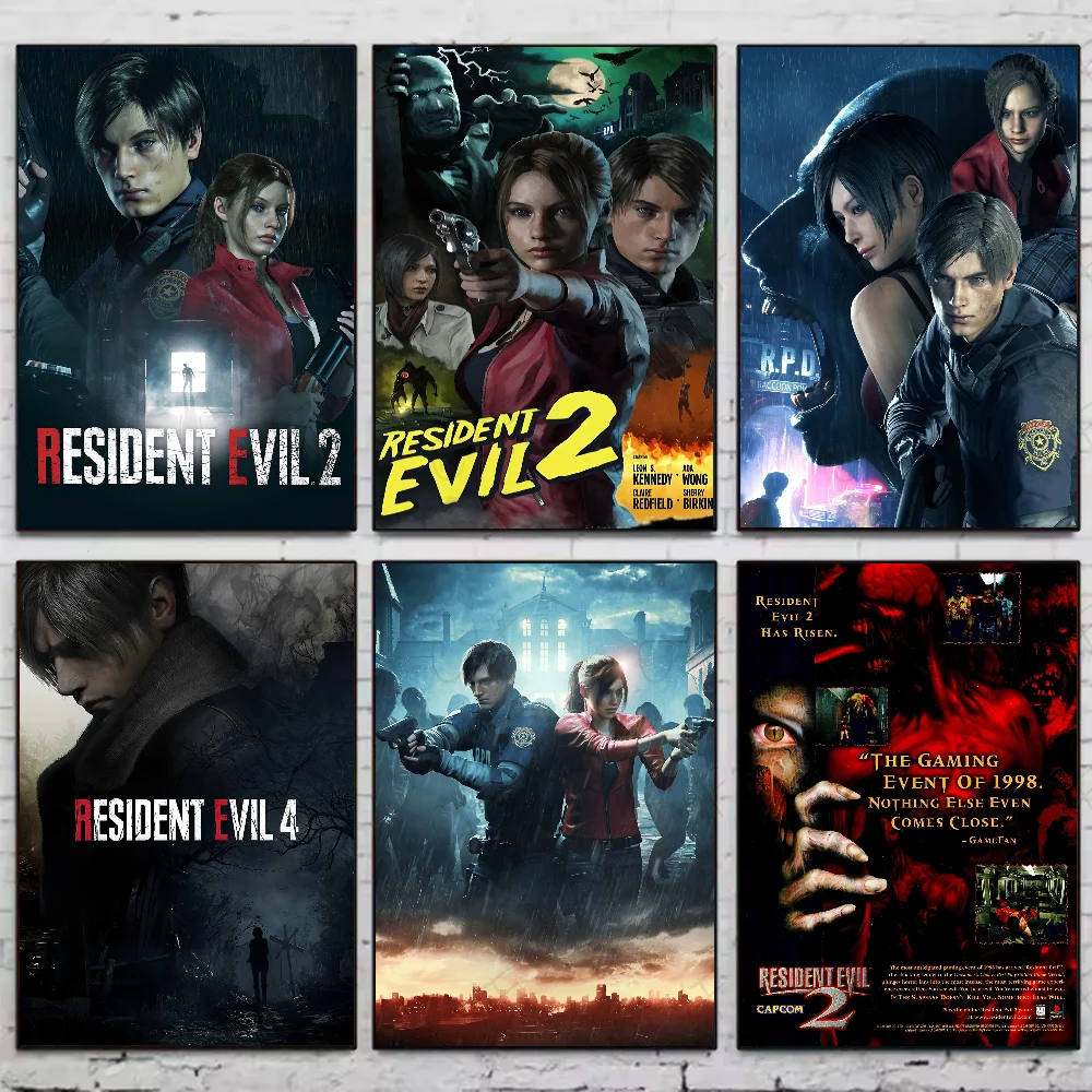 1PC Game R-Resident Evil Poster Stickers Waterproof Wall Art For Living Bedroom Retro Room Decor Gift High Quality Print