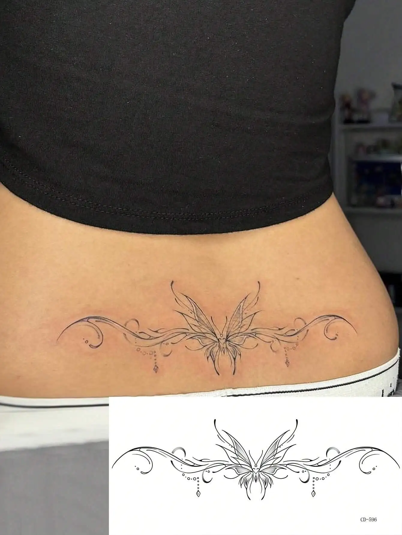 

1pc Waterproof, Sweat-Proof, Non-Reflective Temporary Tattoo Sticker With Fashionable Butterfly Wing Design, Suitable For Daily Use