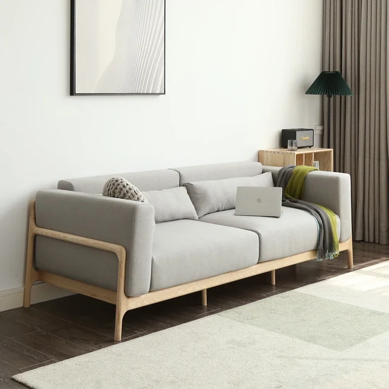 

Диван из массива дерева, простой, из ясеня, для гостиной, для небольшой квартиры.