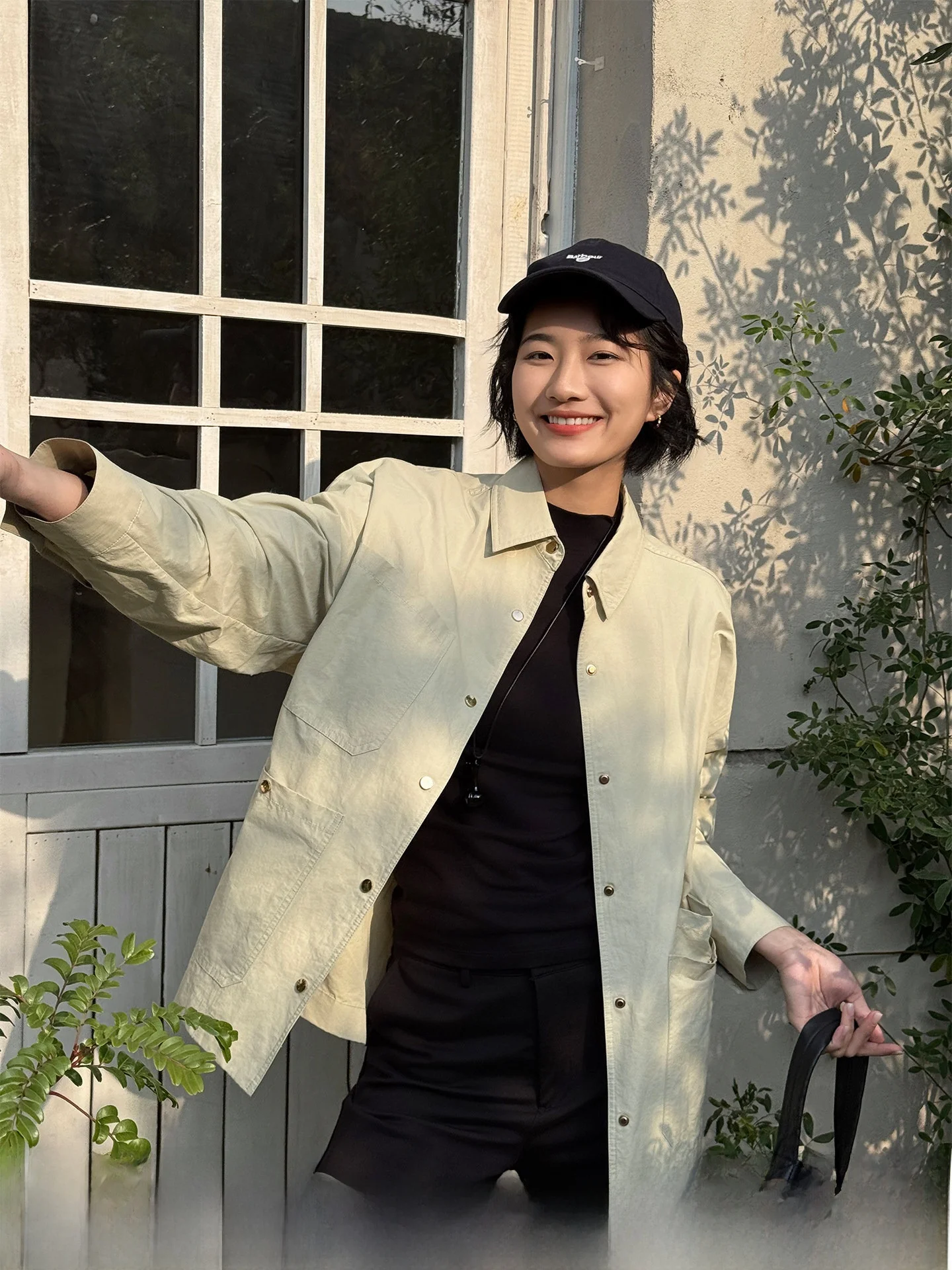 

XiaoYa Zhou Loose Casual Commute Spring 2026 New Simple Turn-down Collar Thin Cardigan Coat Women Cotton Long Sleeve