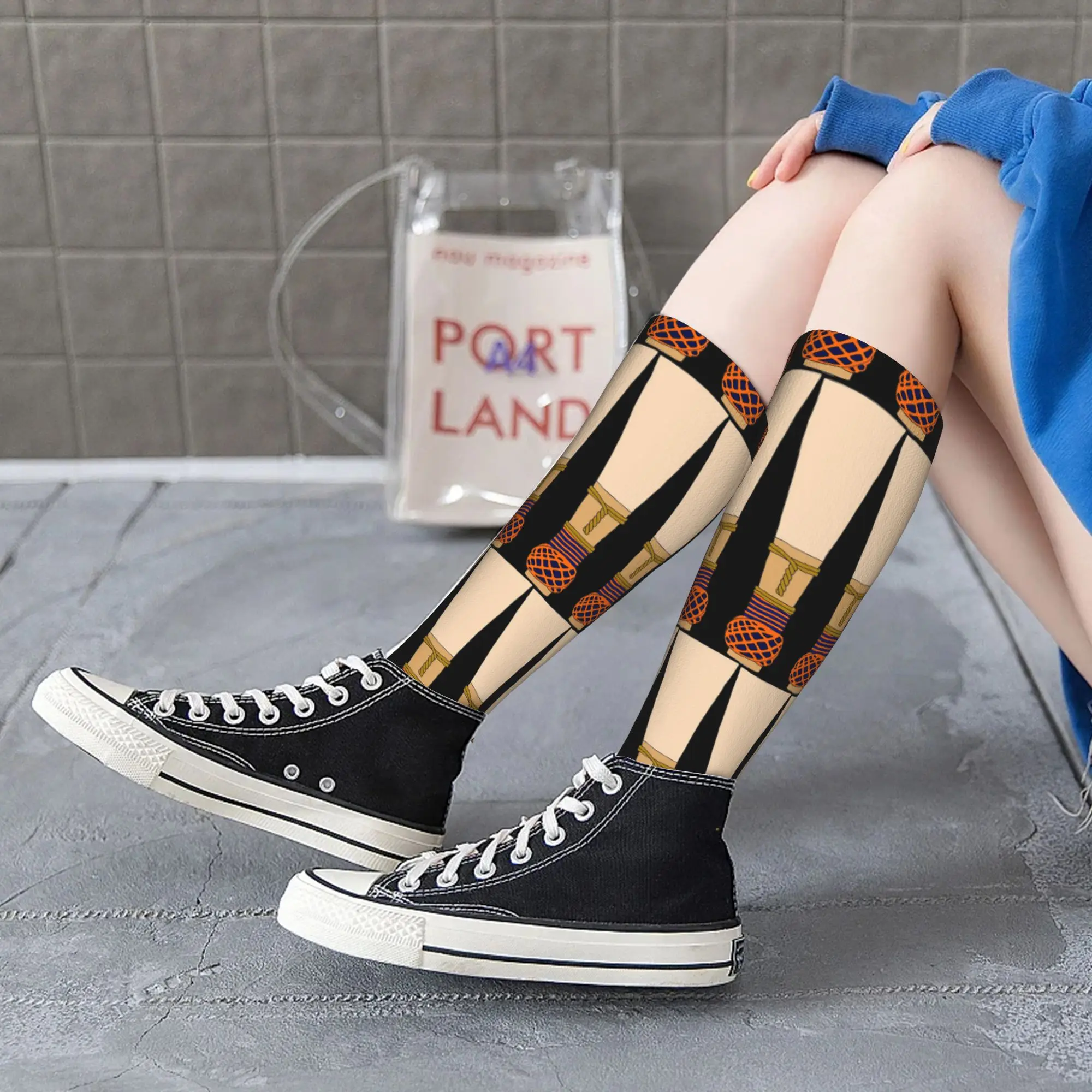 Todas as estações meias tripulação bassoon reed (laranja e azul) meias harajuku moda hip hop meias longas acessórios para homens