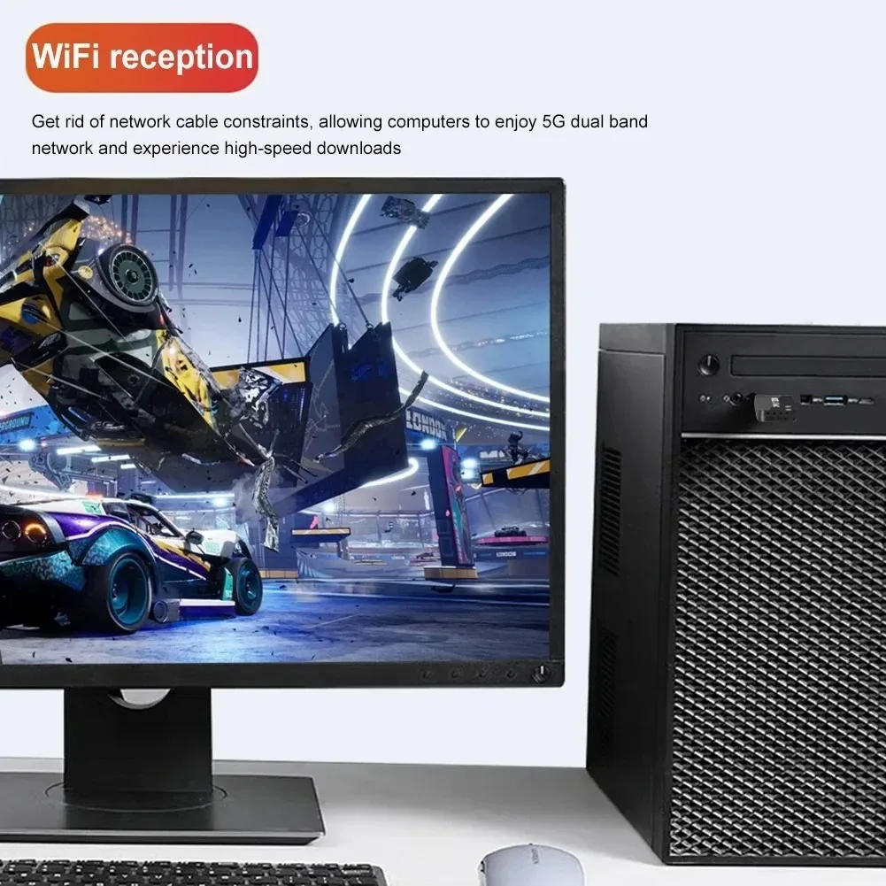 900Mbps USB WiFi 6 Adapter Dual Band 2.4G 5G Wireless Network Card for PC External USB Network Receiver Transmitter Drive Free