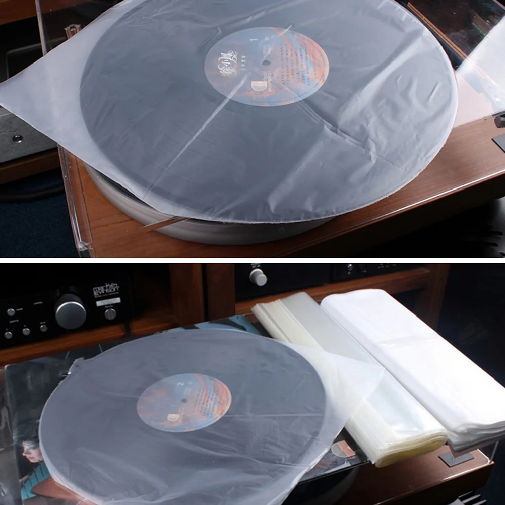 

50Pcs Black Vinyl Record Protector Pe Material Scratch Resistant Clear Cd Cover for Long Term Storage and Disc Preservation