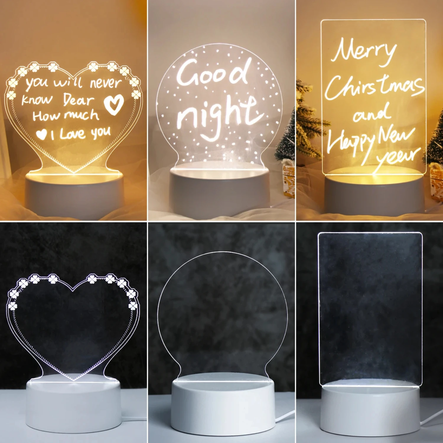 New The Best Choice for Any Occasion - Ultimate Creative LED Night Light Note Board with Pen, Perfect Holiday Light Option for G