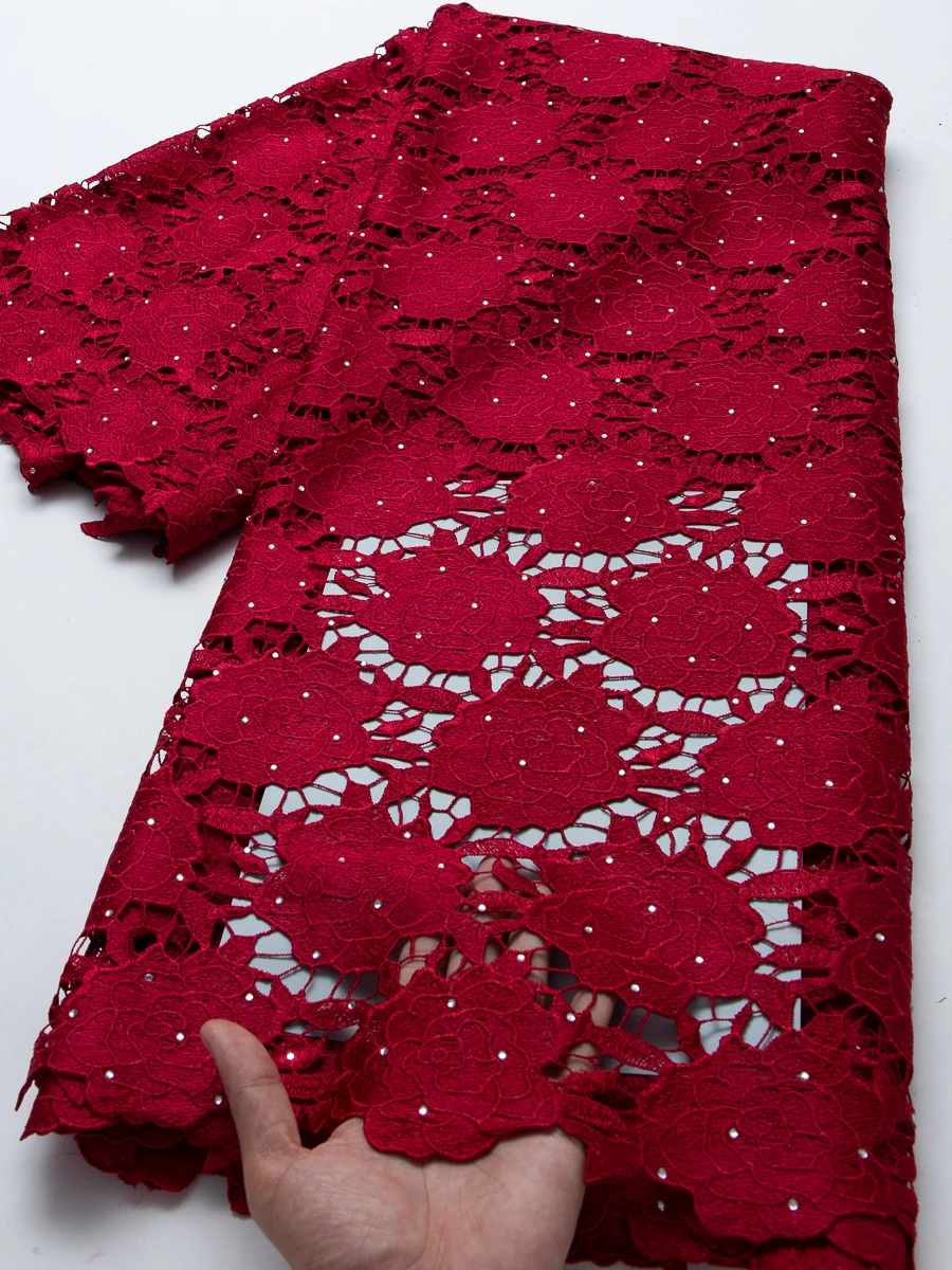 2026 New Guipure Cord Lace Fabric African Guipure Cord Lace Nigerian Water Soluble for Women Evening Party Dresses,5yards TY4694