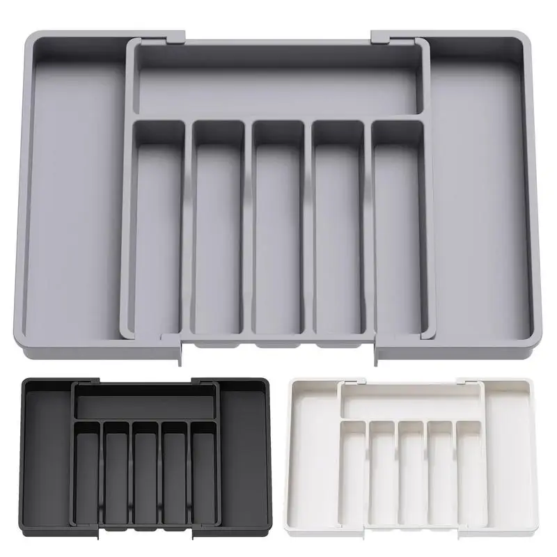 

Cutlery Storage Tray Drawers Adjustable Utensil Organizer Expandable Compact Drawer Divider For Knives Forks Spoons Holder