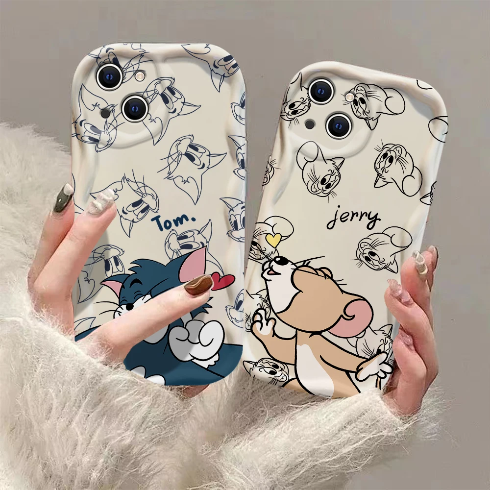 Cartoon Toms Cat and Jerries 3D Wave Case For Xiaomi Redmi 13C 12 12C 10 10C 9 9C A1 A2 K50 K40 Note 13 12 11 10 Pro Plus 4G 5G