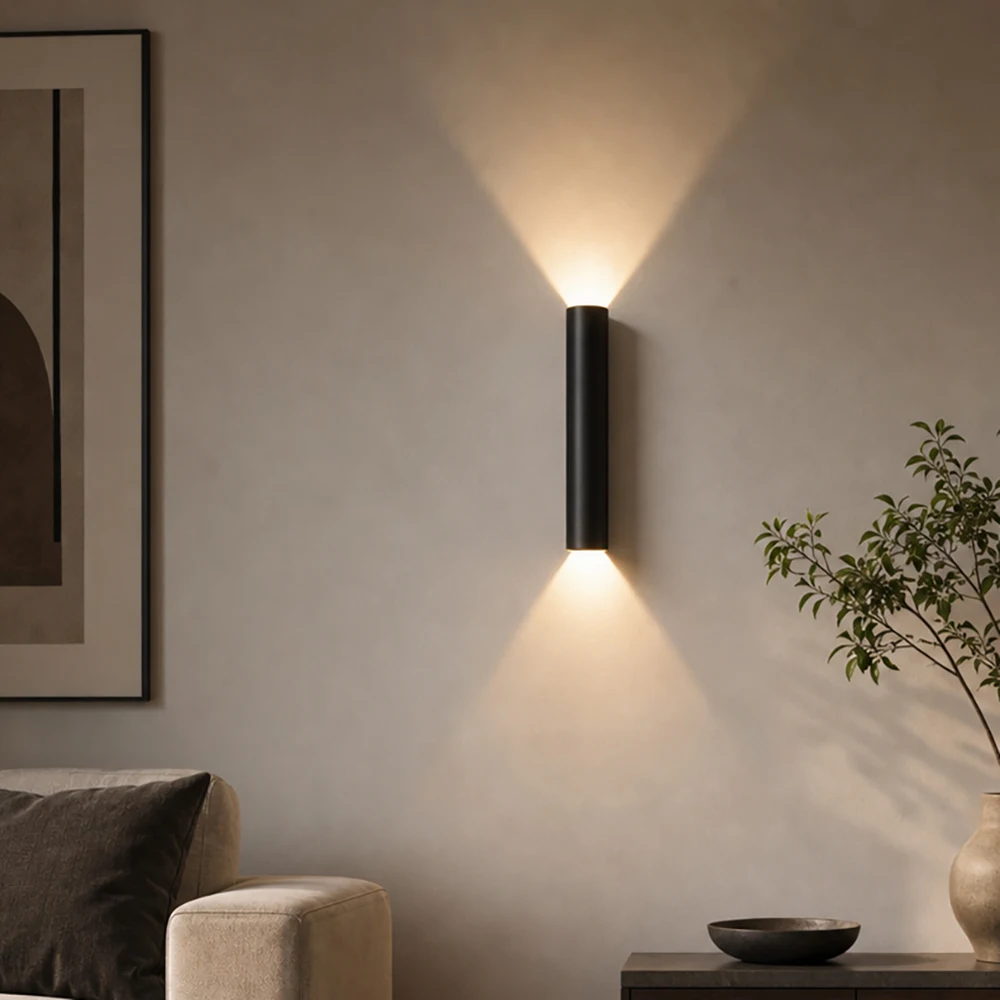 Minimalist LED Wall Light Up Down Indoor Sconce 12W Matte Black White Aluminum Lamp for Bedside Hallway Stairs AC90-260V