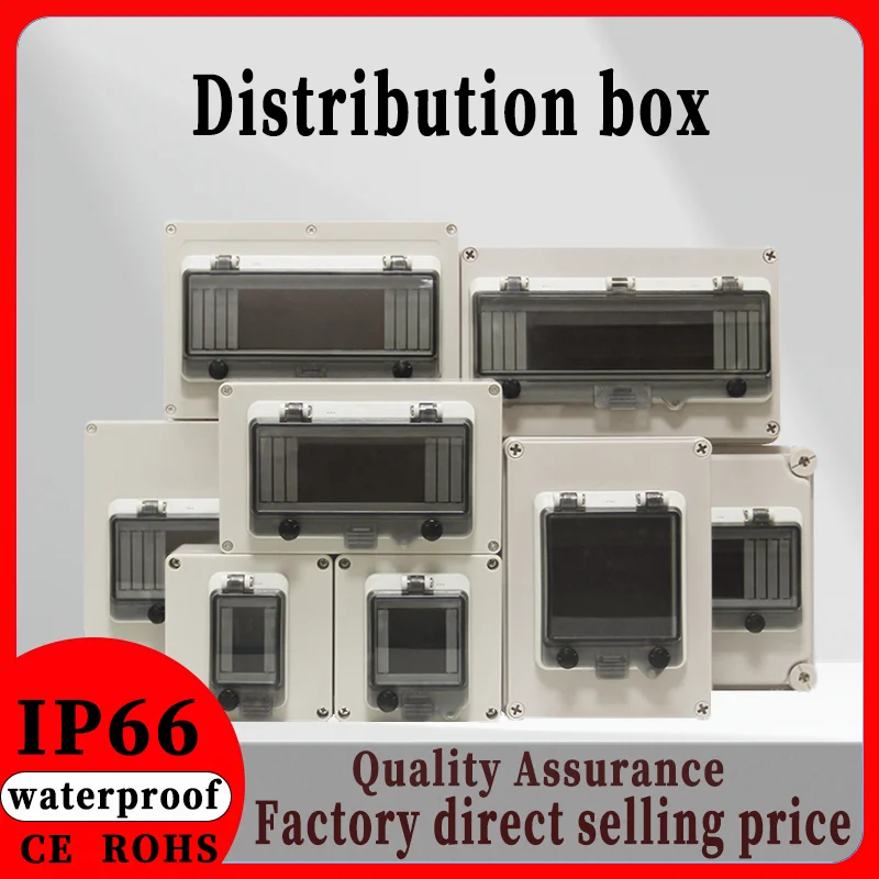 Circuit Breaker 2/3/4/5/6/8/10/12/13/16/18 Way IP66 Waterproof Electrical Distribution Box PC ABS Plastic MCB Power Junction Box