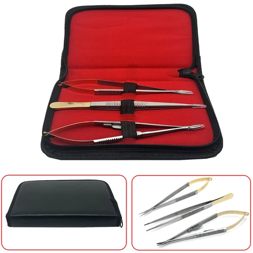 Kit de herramientas dentales Castroviejo, porta agujas de 18Cm, tijeras, pinzas para implante, instrumentos esterilizables en Autoclave de acero inoxidable, 1/3 Uds.