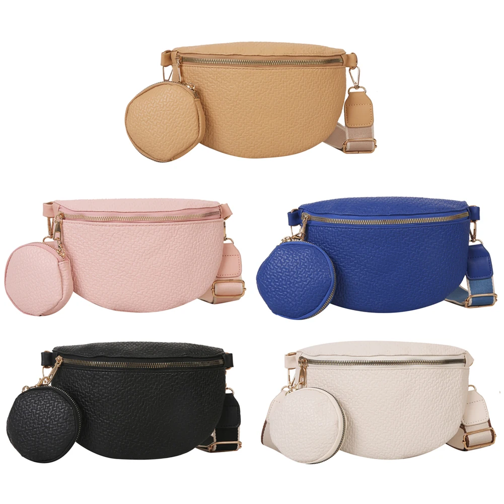 Fashion 2 in 1 Crossbody Bags Solid Color Designer Women Satchel Handbags with Small Coin Purse Wide Strap for Travel Shopping