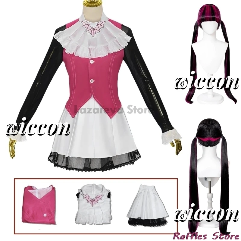 Draculaura Косплей Аниме Monster Fantasy High Spectra Vondergeist Костюм Жилет Юбки Парик Комплект Вечерние Игровые Наряды для Женщин