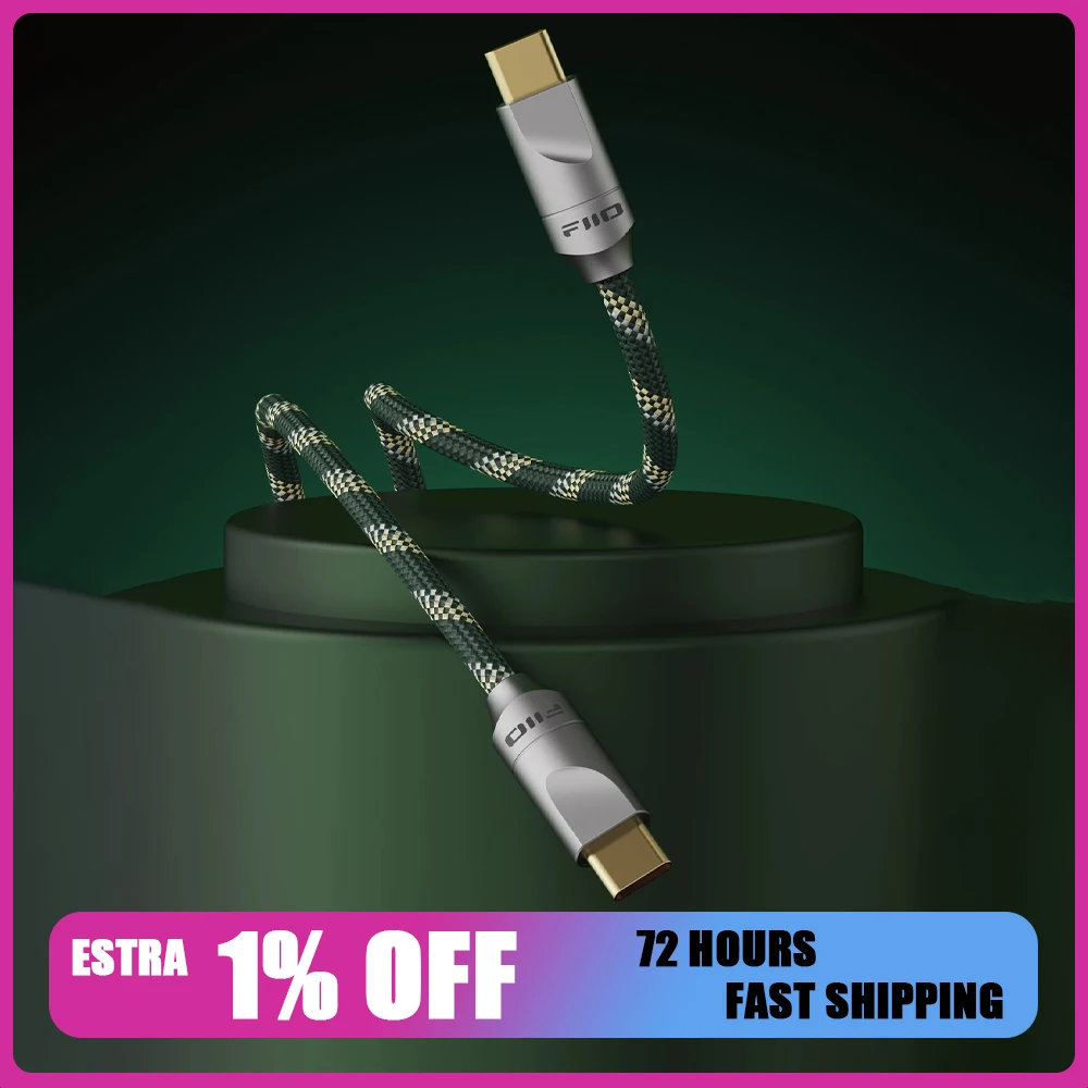 FiiO Link Series LINK-TC2 Dual Type-C Cable, 6N Silver-Plated Copper, Flexible Flame-Retardant PVC, OTG HiFi Decoding Line