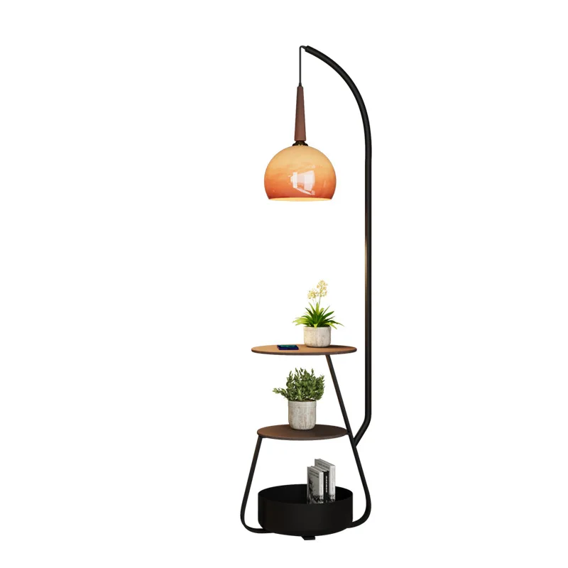 

New high-end retro bedside table integrated antique living room sofa atmosphere floor lamp