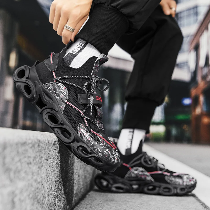 

Черные мужские кроссовки с дышащей сеткой, мужские кроссовки с лезвиями, легкие уличные мужские кроссовки, корзина для мужчин, спортивная обувь для бега