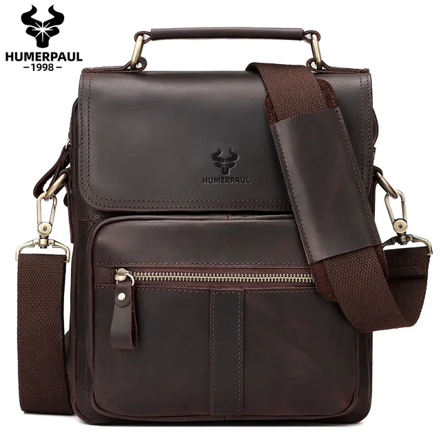 Skóra Crazy Horse męska torba na ramię Vintage Messenger torby Bolsos męskie torby typu Crossbody męska torebka wysokiej jakości torba ze sznurkiem Travel